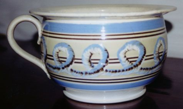 Figure 3. Chamber pot, circa 1800, likely Staffordshire, England, Lead-glazed earthenware, Boscobel House and Gardens, C70.4.